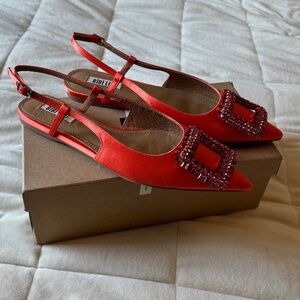 Anthropologie Bibi Lou Embellished Flats (Orange)
